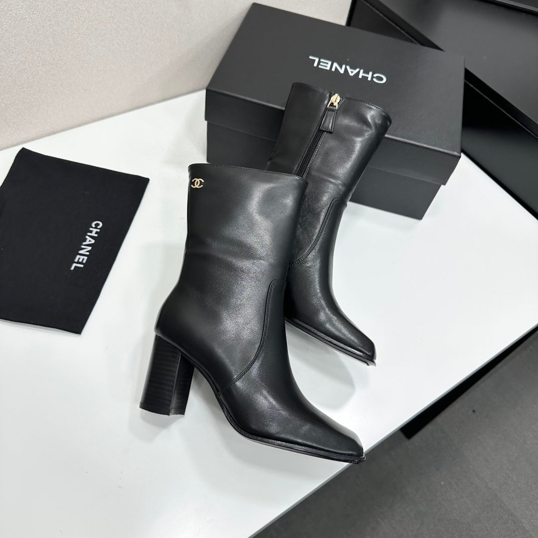 New Arrival Women's CC Square Toe Block Heel Mid Calf Boots SZ1326102315