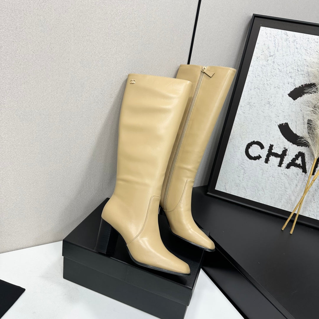 New Arrival Women's CC Square Toe Block Heel Knee High Boots SZ1326102316