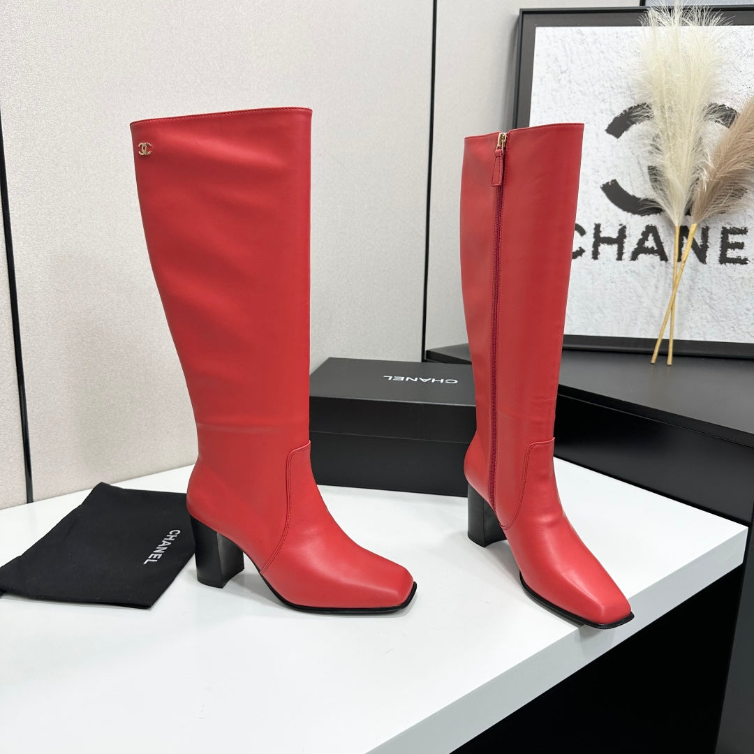 New Arrival Women's CC Square Toe Block Heel Knee High Boots SZ1326102316