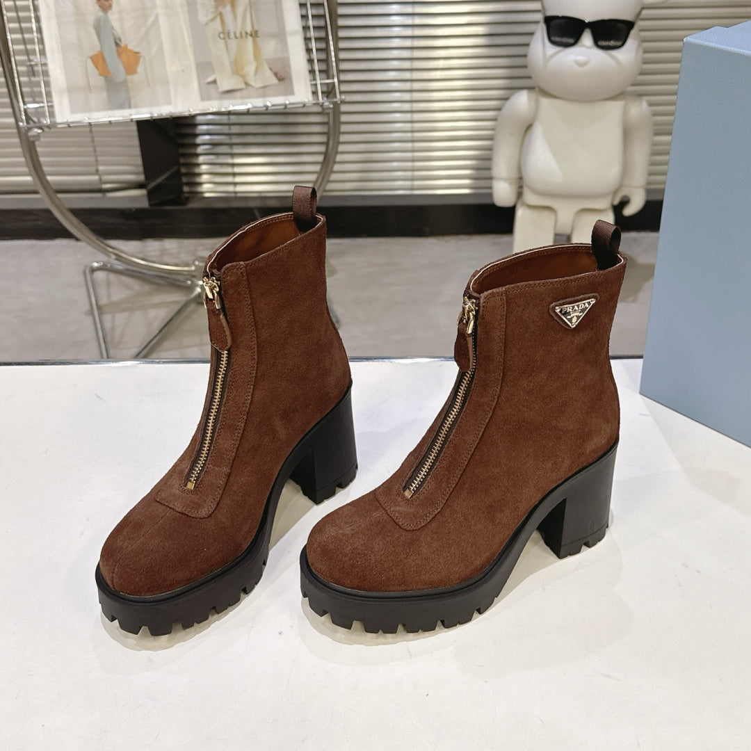 New Arrival Women's PRA Logo Block Heel Ankle Boots SZ1326102317