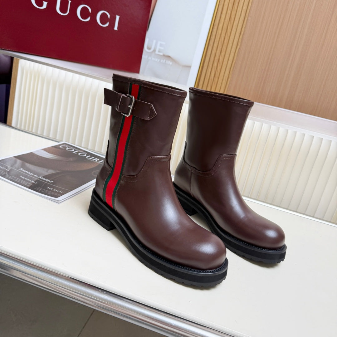 New Arrival Women's Web Strap Buckle Platform Ankle Boots SZ1326102319