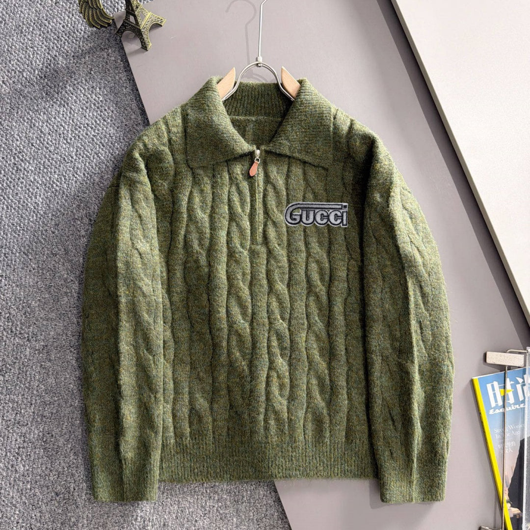 New Collared Half-Zip Cable Knit Sweater MJ1326102704