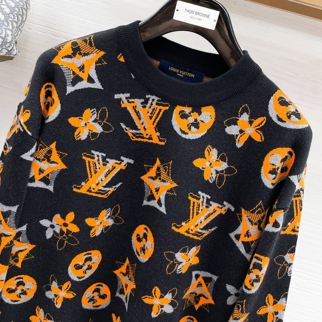New Fashion Men's Allover Jacquard Crew Neck Sweater MJ1326102717
