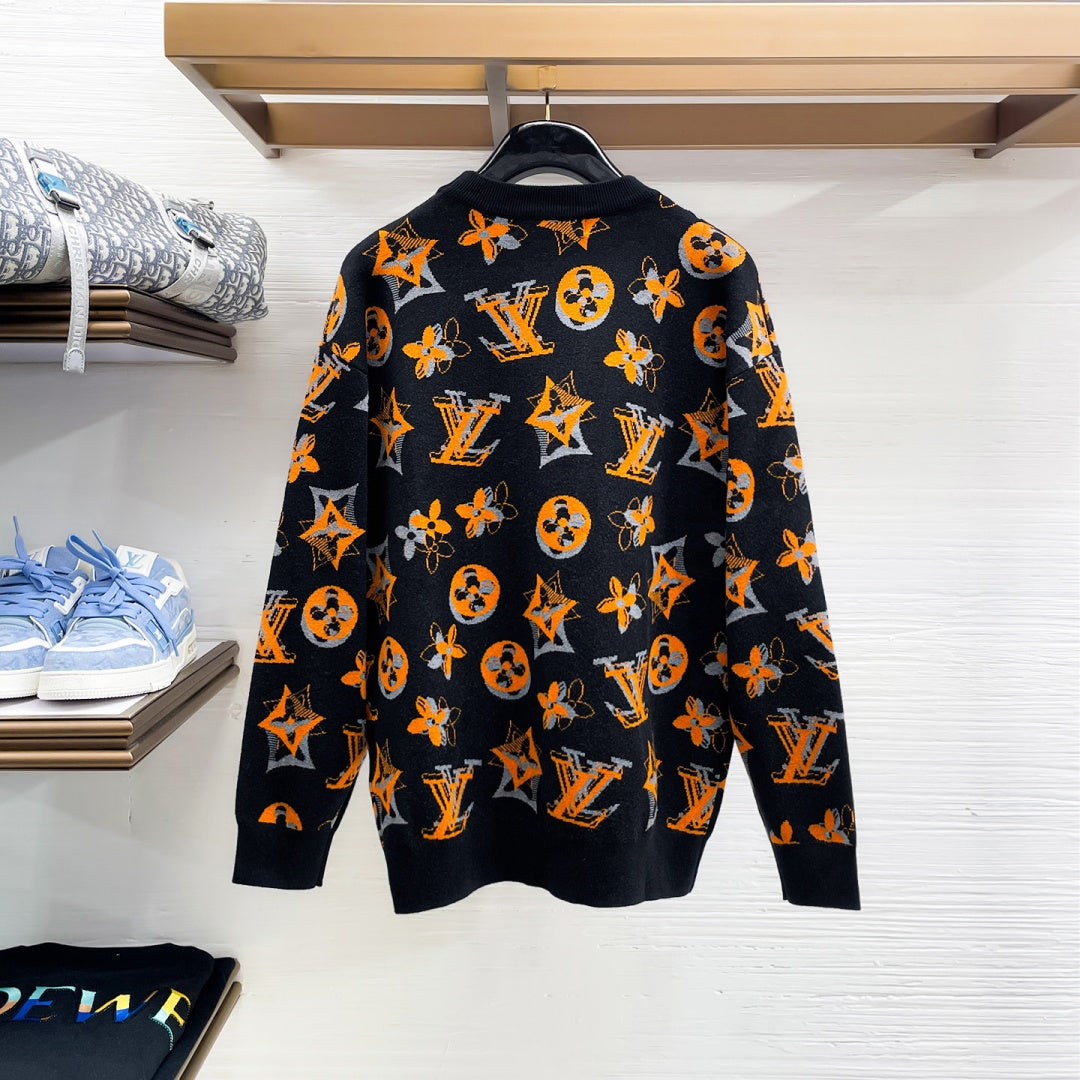 New Fashion Men's Allover Jacquard Crew Neck Sweater MJ1326102717